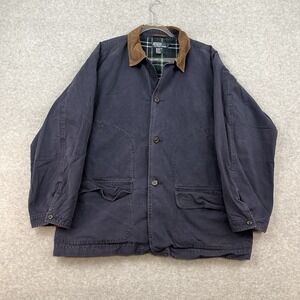 Polo Ralph Lauren Blue Chore Jacket XL Canvas Barn Coat Corduroy Collar VTG